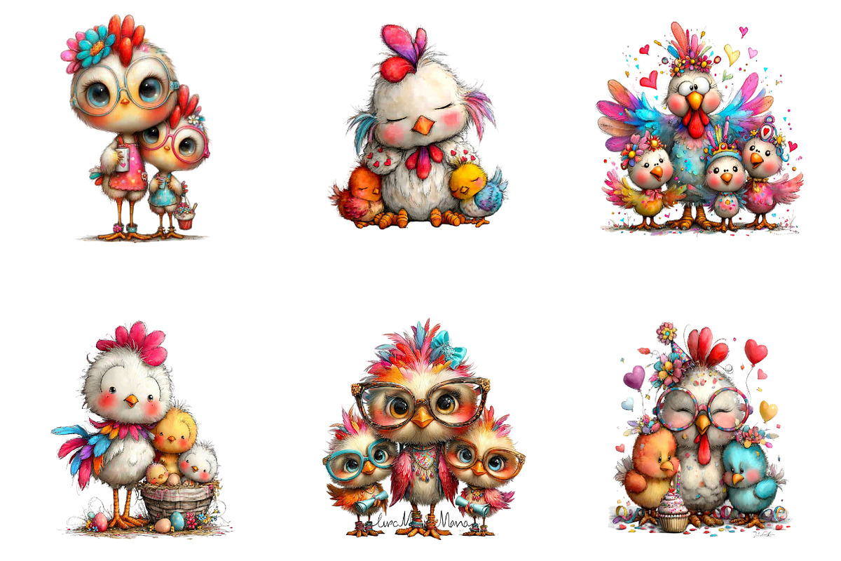 Farm Chicken Mama Baby Clipart, a Seasonal Illustration by CreationArt (Photo 6 of 7)