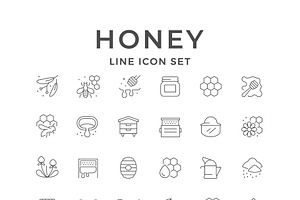Set line icons of honey, an Outline Icon by motorama