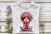 Whimsical Floral Girl Clipart, an Illustration by OK Design (Thumbnail 5 of 6)