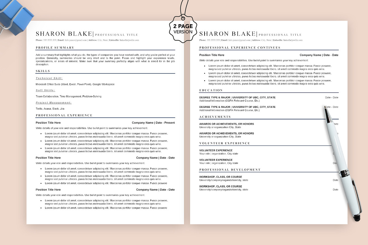 ATS resume, word resume, google docs, a Resume Template by Design_Xlab (Photo 2 of 10)