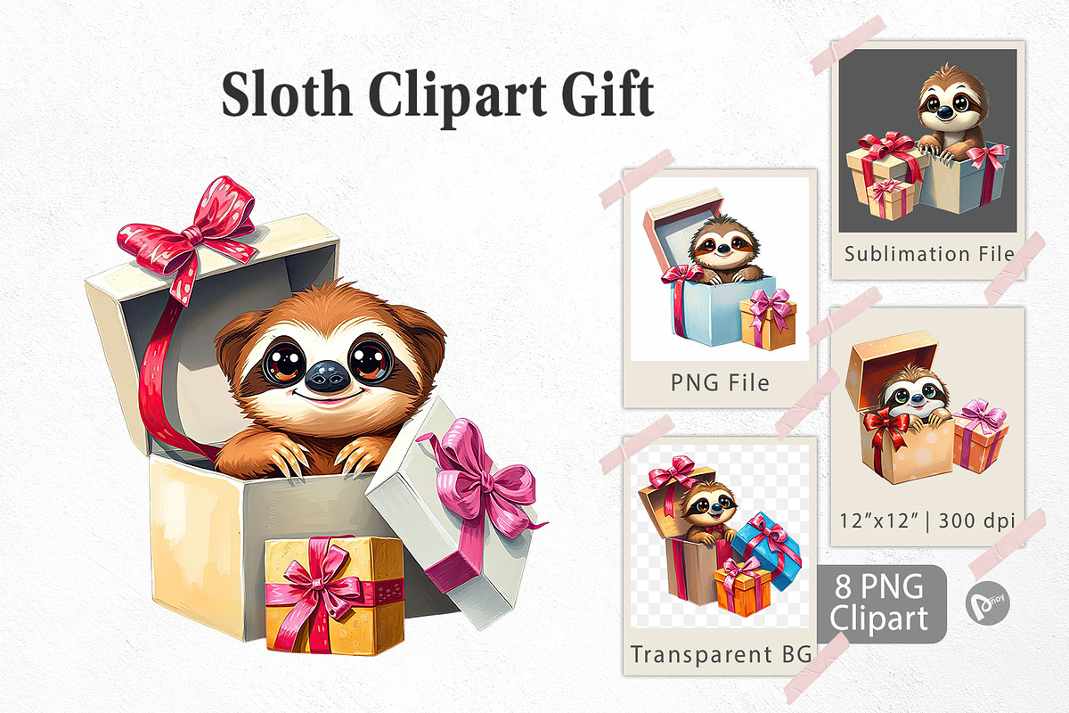Sloth Clipart Gift, a Graphic by Artnoy (Photo 1 of 5)
