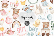 Baby Boy or Girl watercolor clipart, a Decorative Illustration by Estudio 812 (Thumbnail 1 of 7)