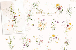 White Roses & Wildflowers Floral Set