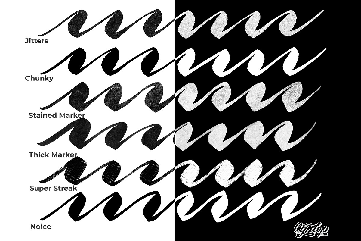 Procreate Thick & Thin Brush Set, a Brush Add-On by Cynlop Ink (Photo 4 of 7)