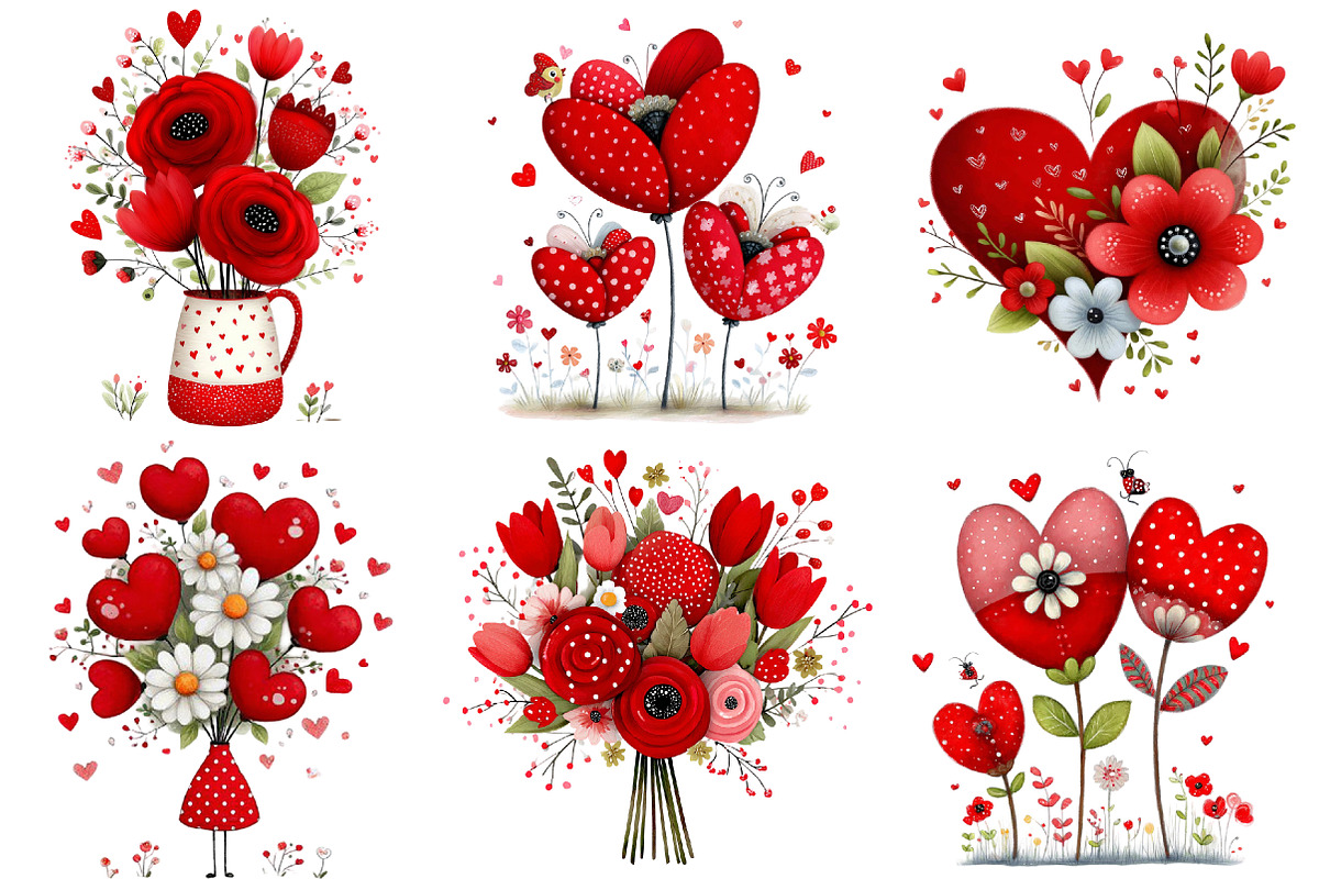 Valentine's Flowers Clipart, an Illustration by Pixels.Craft (Photo 3 of 5)