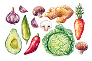 Watercolor Vegetables., a Food Illustration by Olga Olmix (Thumbnail 4 of 6)