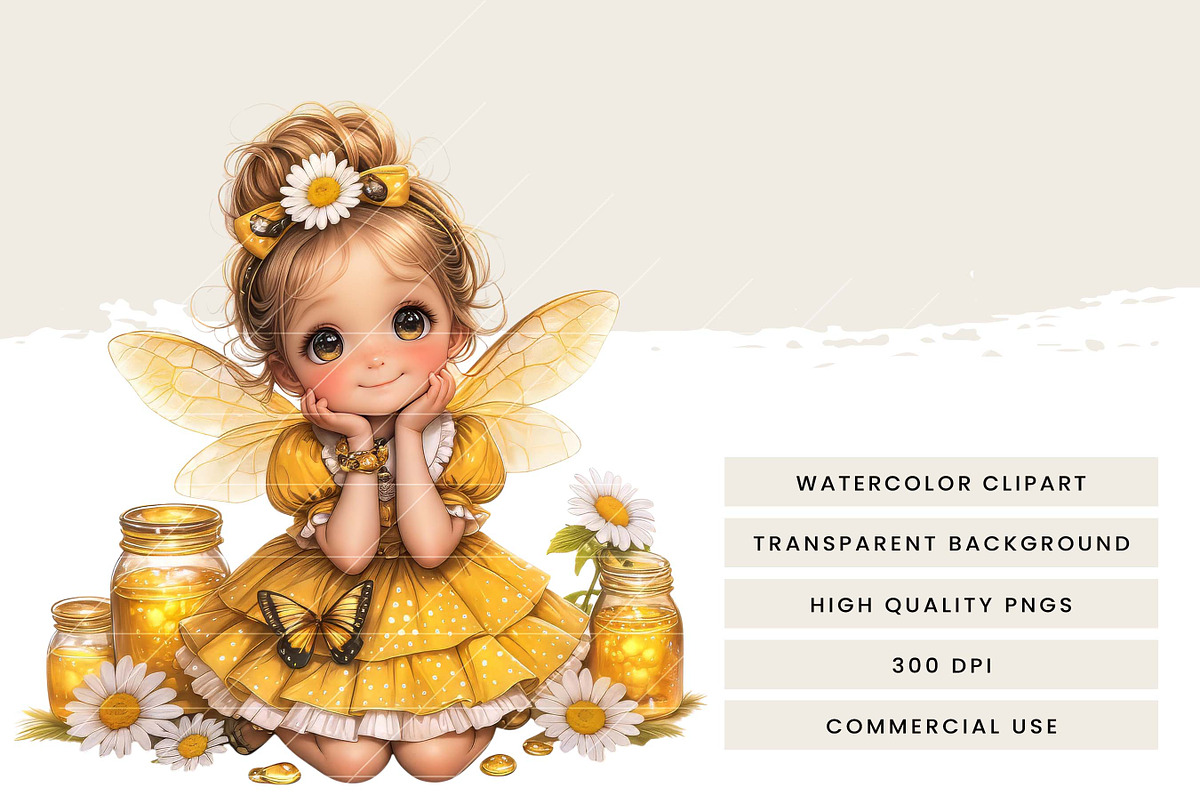 Daisy Fairies Girl Clipart Bundle, a Person Illustration by Design Scotch (Photo 7 of 8)