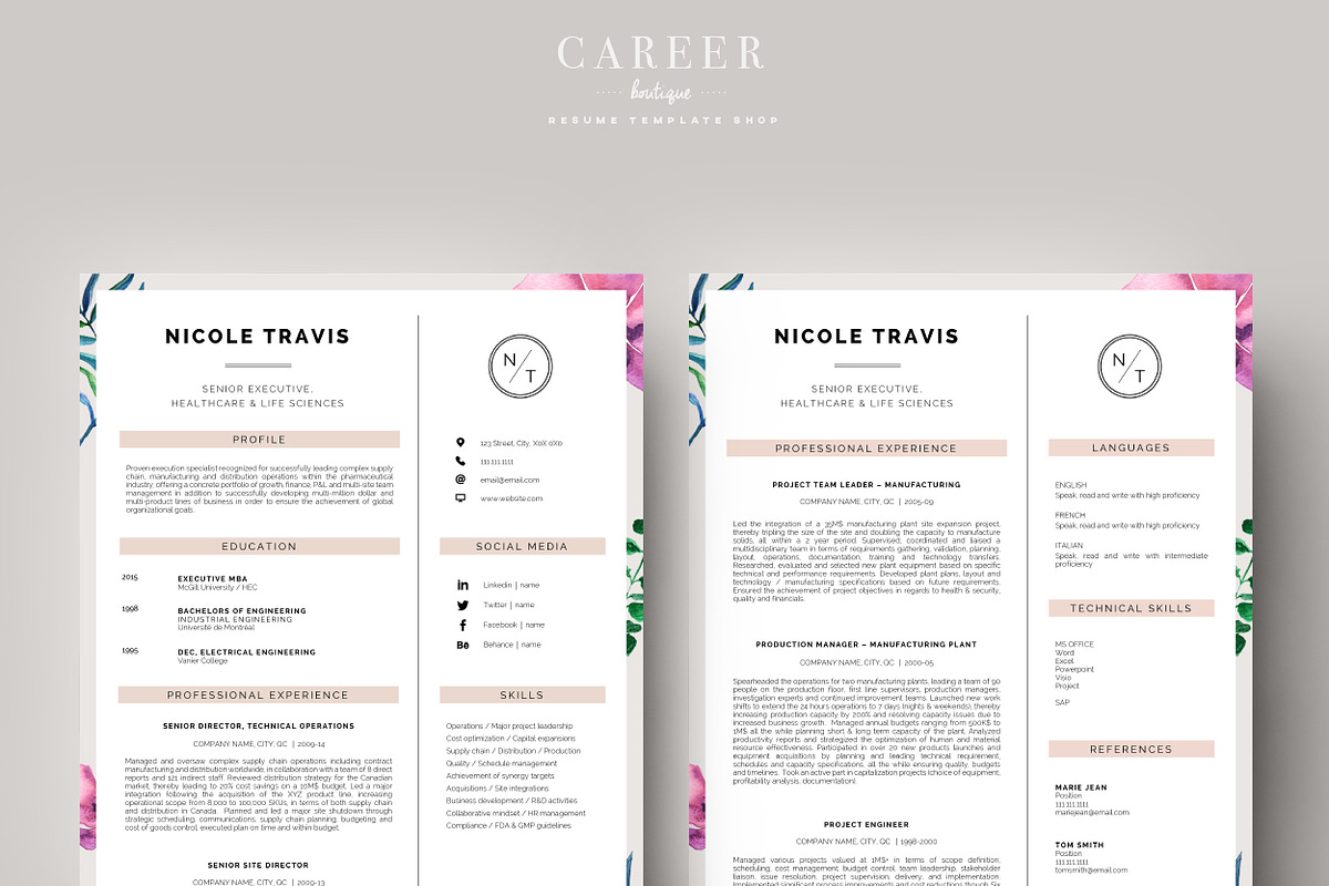 Modern Resume & CoverLetter Template, a Resume Template by careerboutique (Photo 2 of 6)