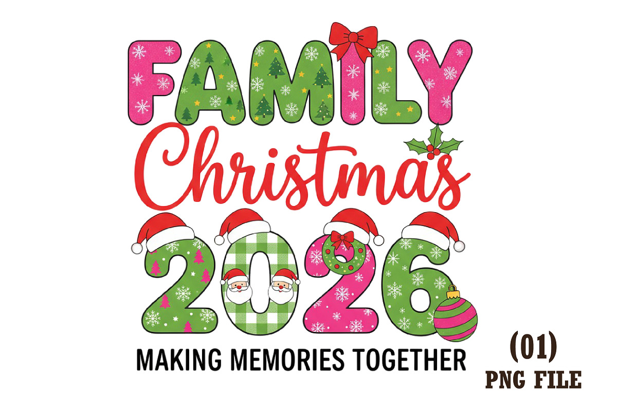 Christmas Family 2026 PNG, an Illustration by DreamArtGraphic (Photo 1 of 5)