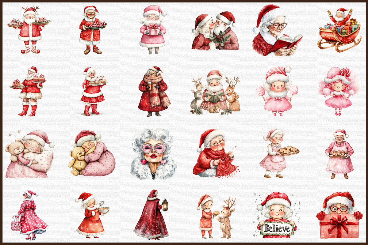Sweet Cute Christmas Mrs Santa Claus, an Illustration by Sublimation Artist (Photo 3 of 6)