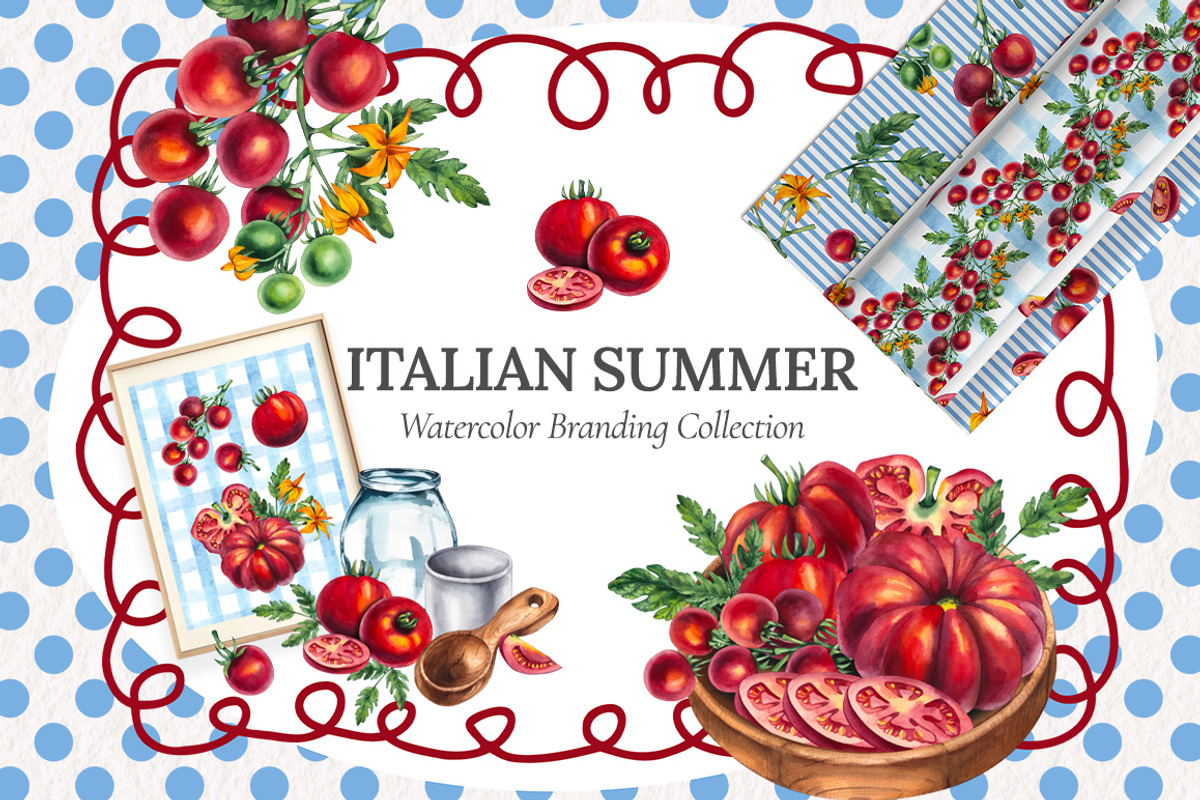 ITALIAN SUMMER Branding Collection, a Food Illustration by SashaKondr (Photo 1 of 13)