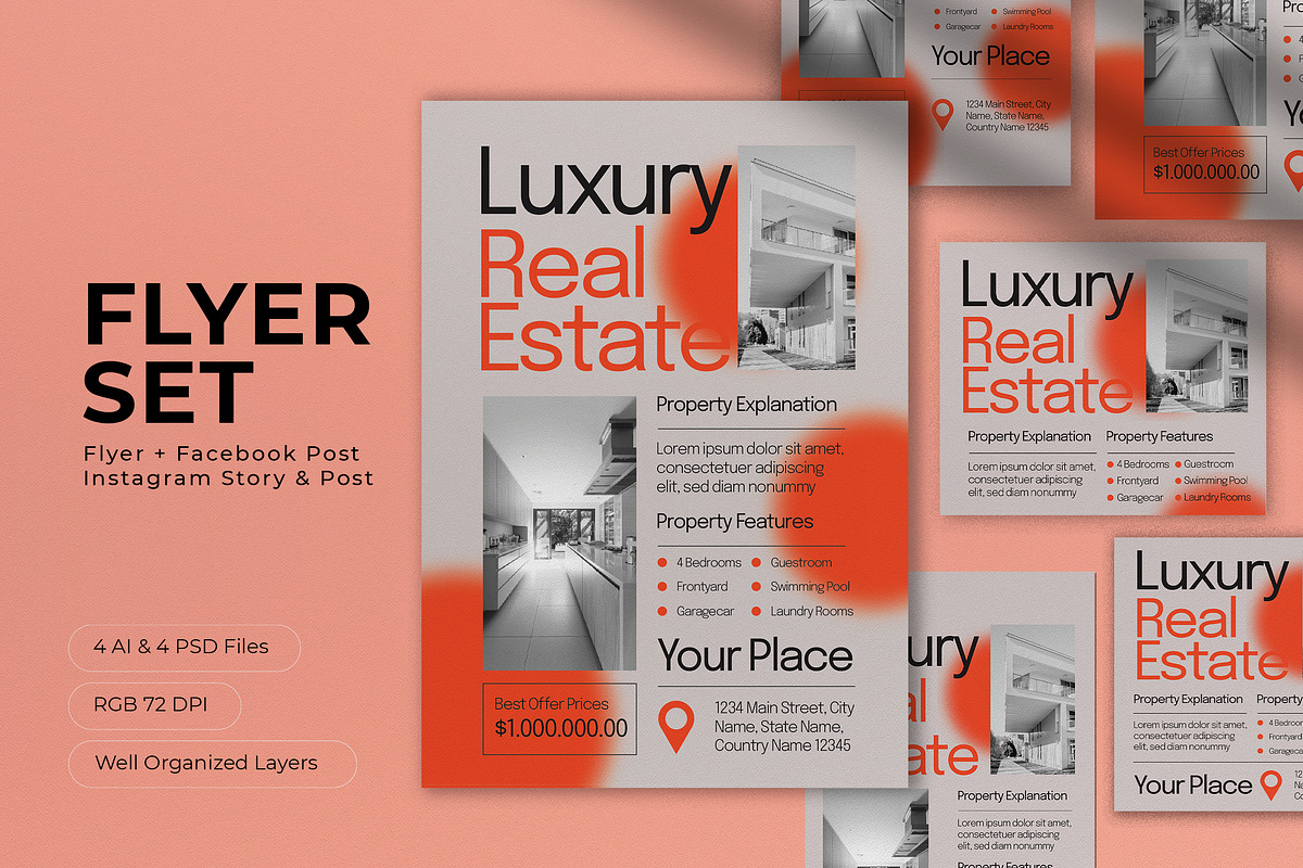 New Grunge Luxury Real Estate Flyer, a Flyer Template by graphicook (Photo 1 of 4)
