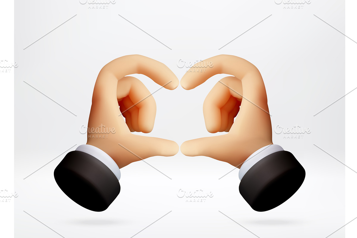 3D human hands making heart gesture., an Object Illustration by Abscent