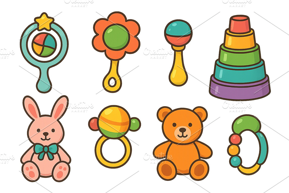 Colorful baby toys arranged with a, an Object Illustration by ZinetroN