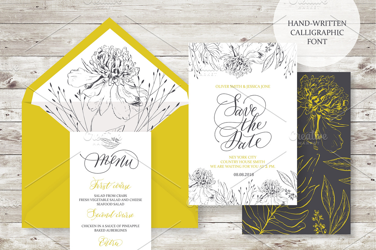 Wedding set. Calligrafy, graphics., an Invitation Template by OlgaAlekseenko (Photo 2 of 3)
