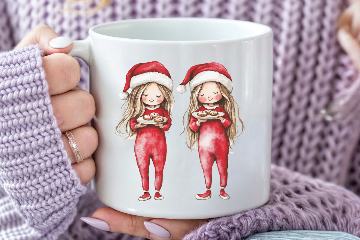 Cute Holiday Girls Funny Christmas, an Illustration by CraftArtStudio (Photo 5 of 6)