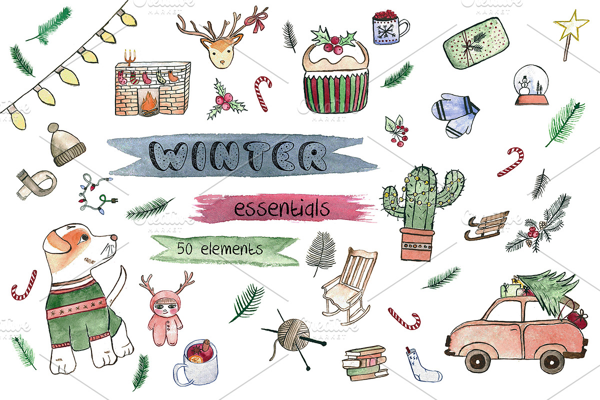 Winter essentials watercolor set, an Illustration by Alena Ermakova (Photo 1 of 4)