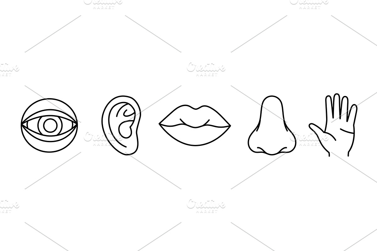 Set of five human senses. Vision, a Healthcare Illustration by ...