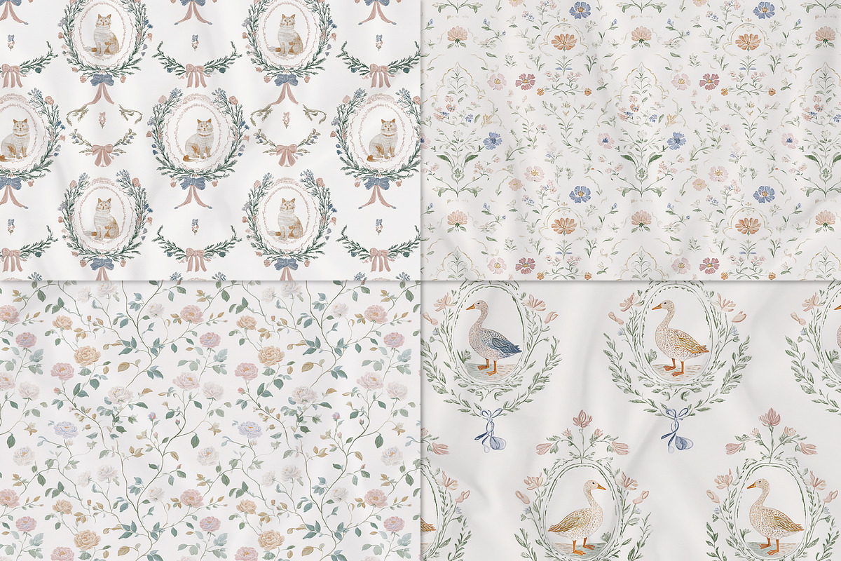 Romantic Whimsy Seamless Patterns, a Pattern Graphic by Olya Creative (Photo 2 of 14)