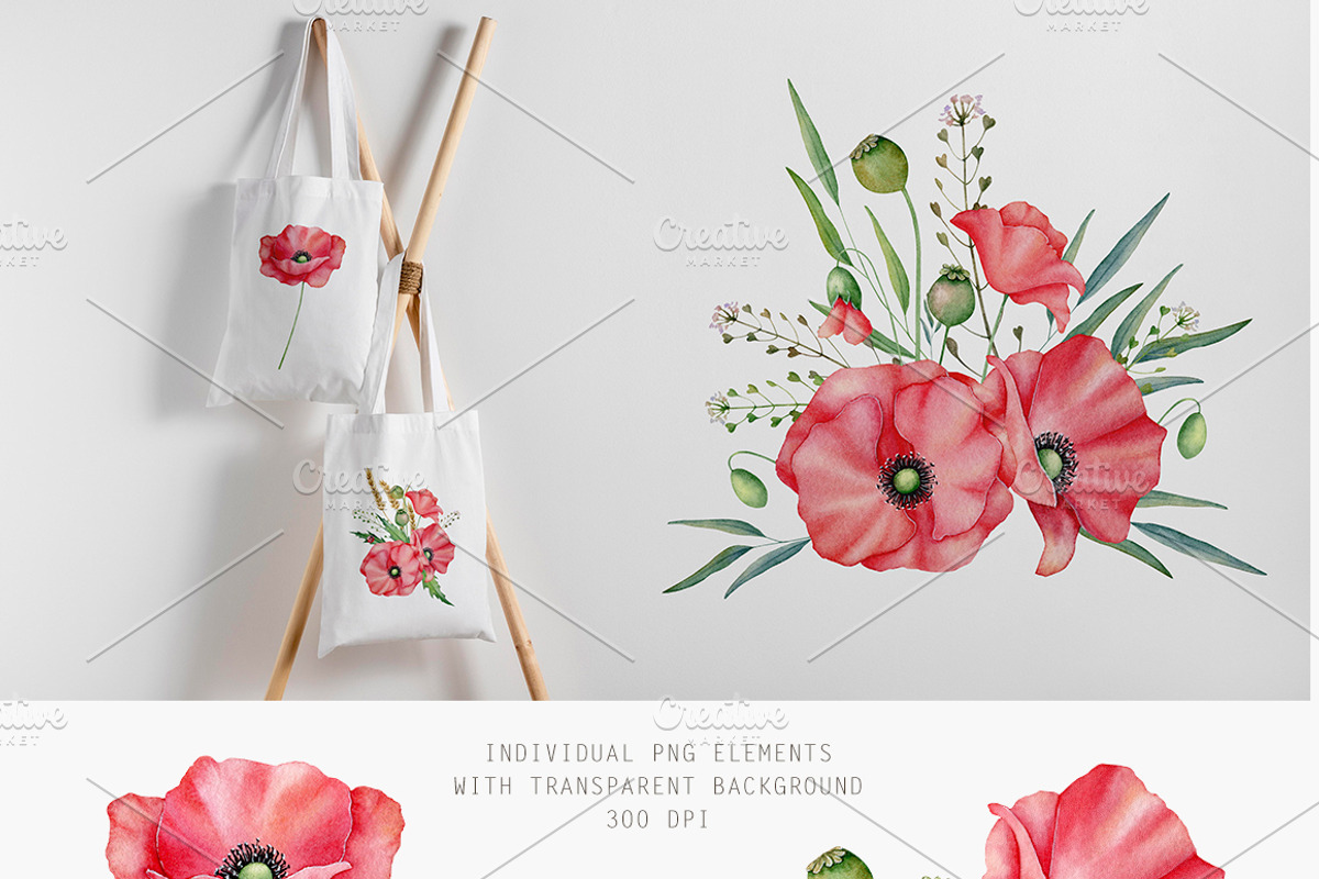 Poppies clipart Watercolor, an Illustration by Daryartsy (Photo 2 of 14)