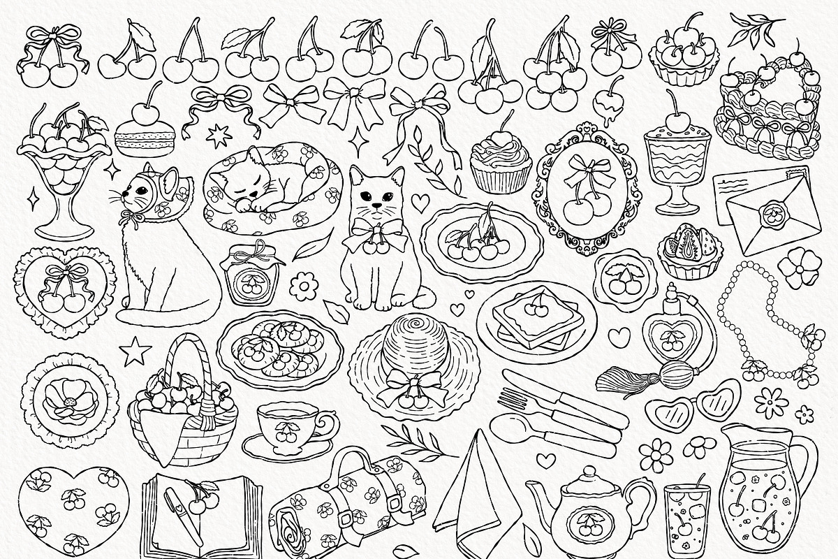 Coquette Cherries Clipart Bundle, a Seasonal Illustration by TitaLivingArt (Photo 3 of 9)