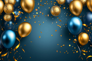 Blue and gold sparkly ornaments, an Abstract Photo by Imaginarium