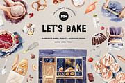 LET'S BAKE Watercolor Aesthetic set, a Food Illustration by anastasiia.art (Thumbnail 1 of 13)