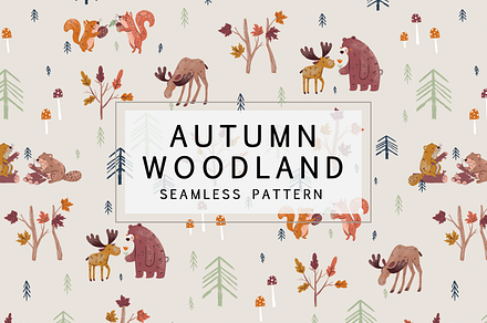 Autumn Woodland Pattern Design, a Pattern Graphic by Lady Bruniere Design
