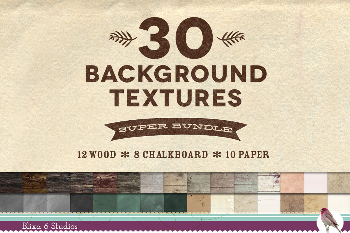 30 Wood Paper Chalk Texture Bundle