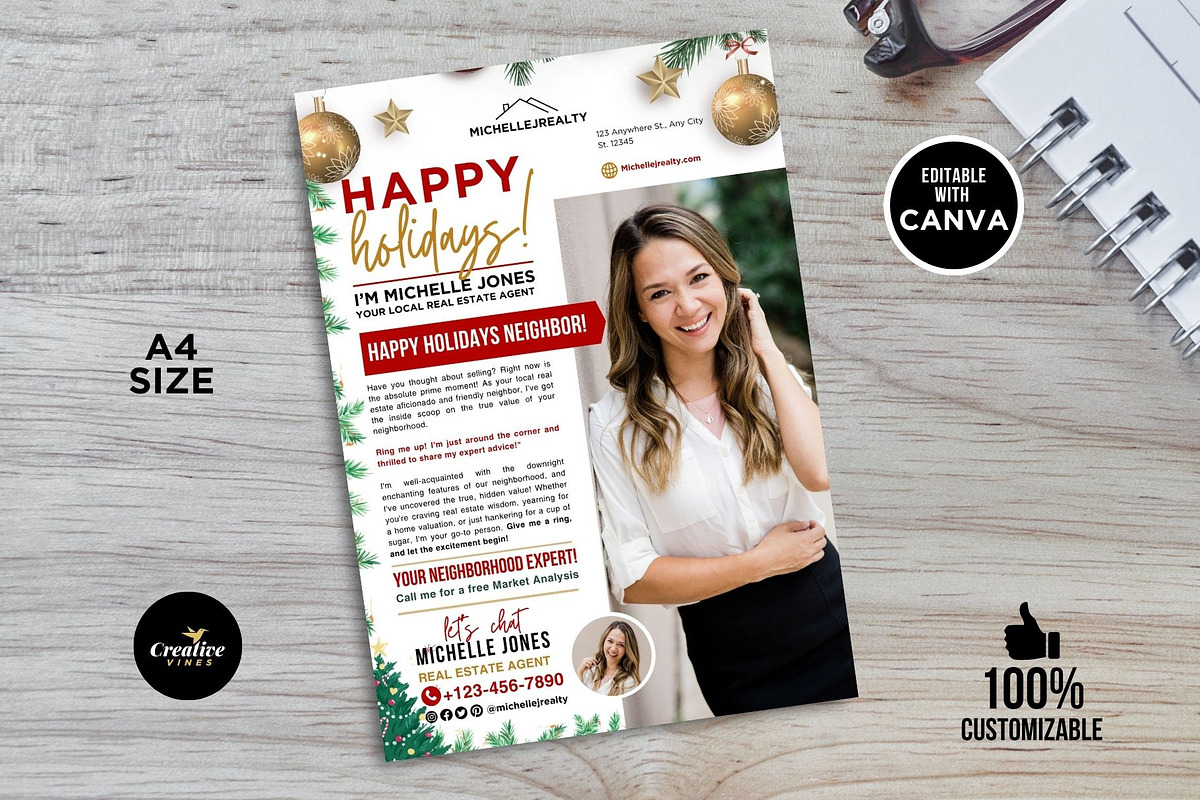 Christmas Real Estate Flyer Canva, a Flyer Template by CreativeVinesStore (Photo 2 of 5)
