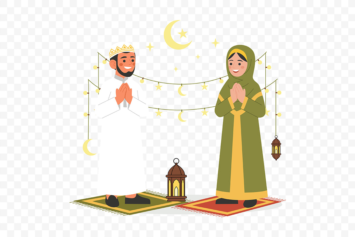 Muslim Couple Greeting for Eid, a Person Illustration by Partikusi Design (Photo 3 of 3)