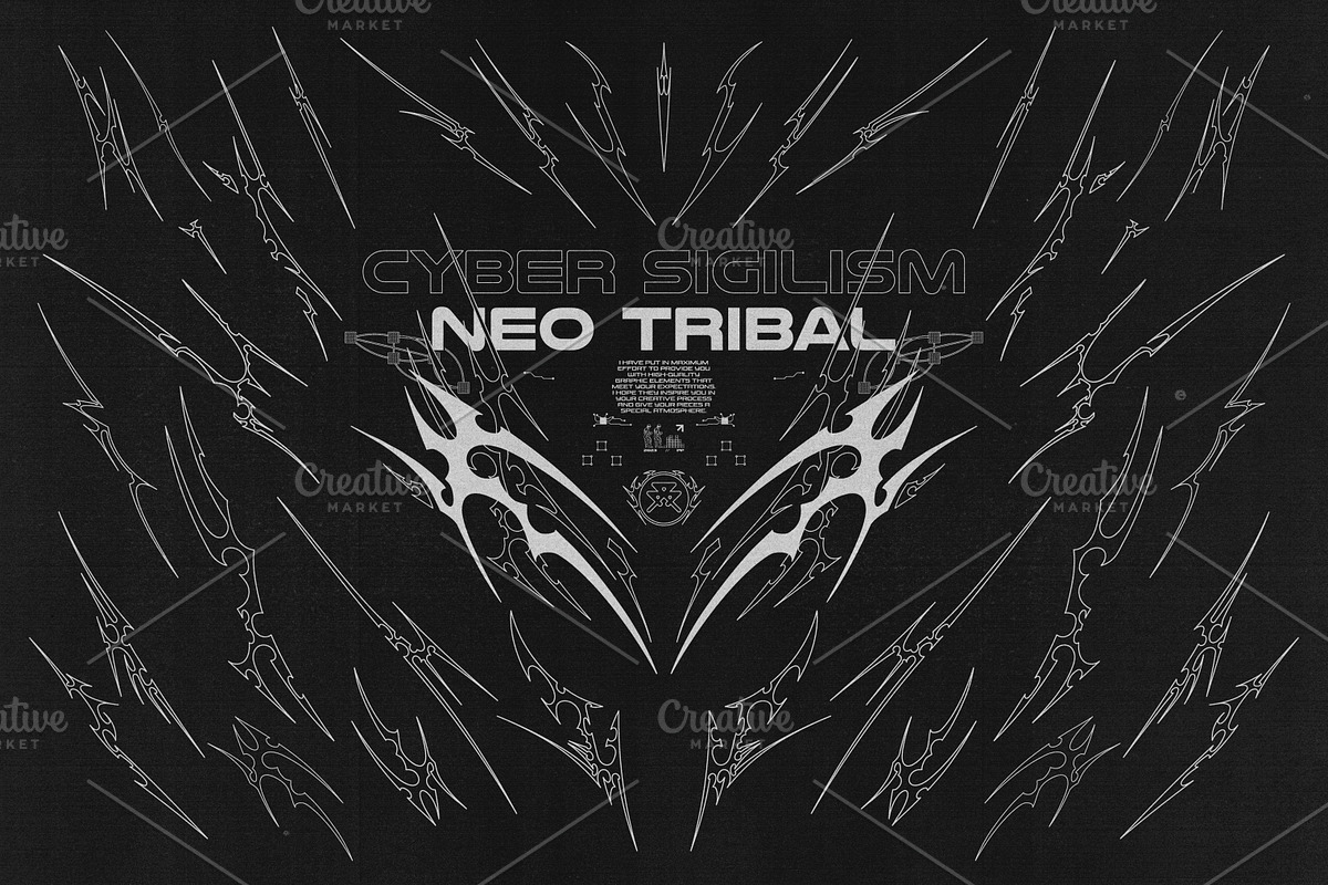 CYBER SIGILISM + NEO TRIBAL GRAPHIC, an Object Graphic by BonkiStudio (Photo 4 of 20)