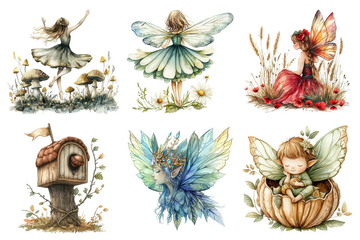 Woodland Fairy Clipart, an Illustration by Daily.Designs (Photo 5 of 9)