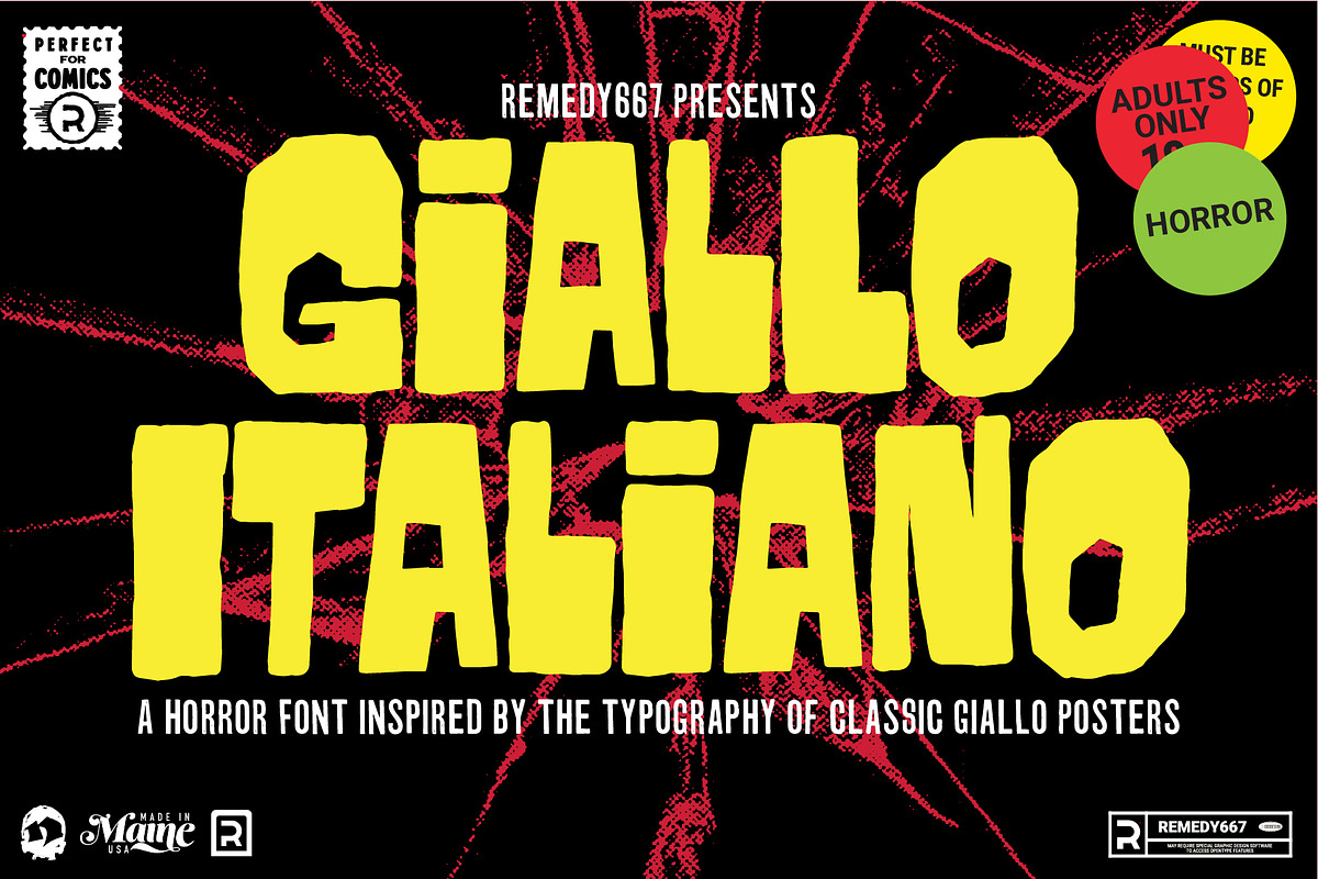Giallo Italiano - Horror Film Font, a Font by Remedy667 (Photo 1 of 6)