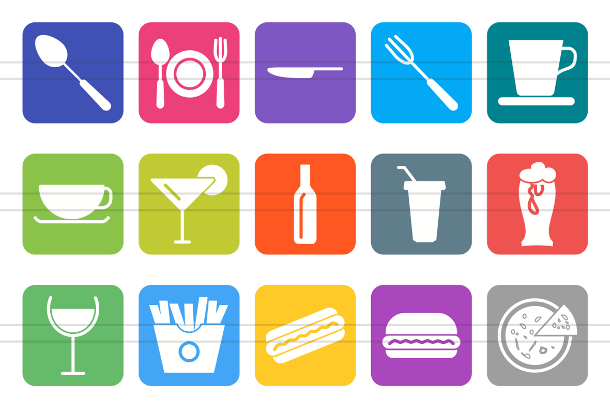 50 Food & Drinks Flat Round Corner, an Icon by IconBunny
