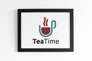 Hot Tea Time Break Drink in Cup Logo, a Branding & Logo Template by jongcreative