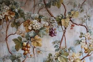 Vintage Grapevine Fresco Wallpaper, a Decorative Illustration by Virgo Studio