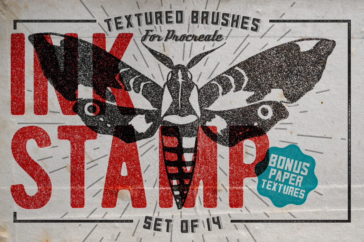 Ink stamp Procreate brushes, a Brush AddOn by MiksKS