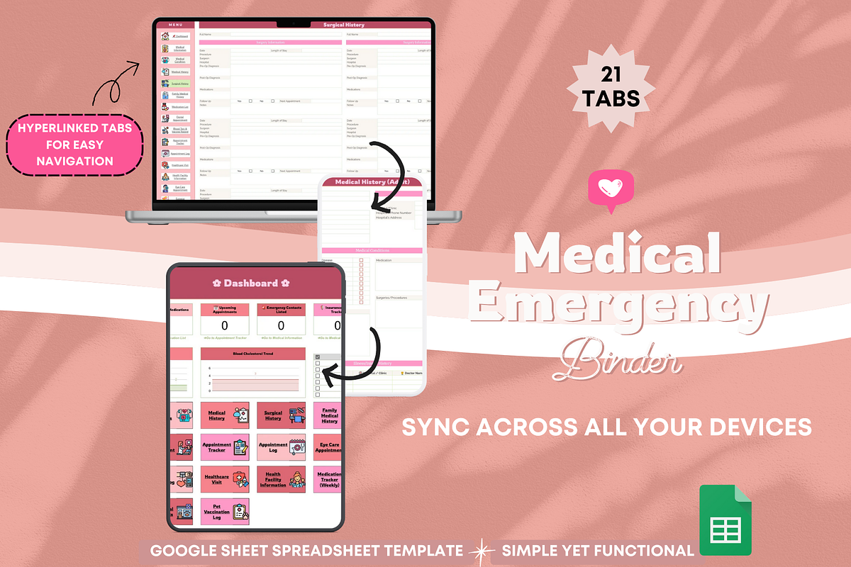 Medical Emergency Binder Spreadsheet, a Templates & Theme by bellaROSEworkshop (Photo 4 of 6)
