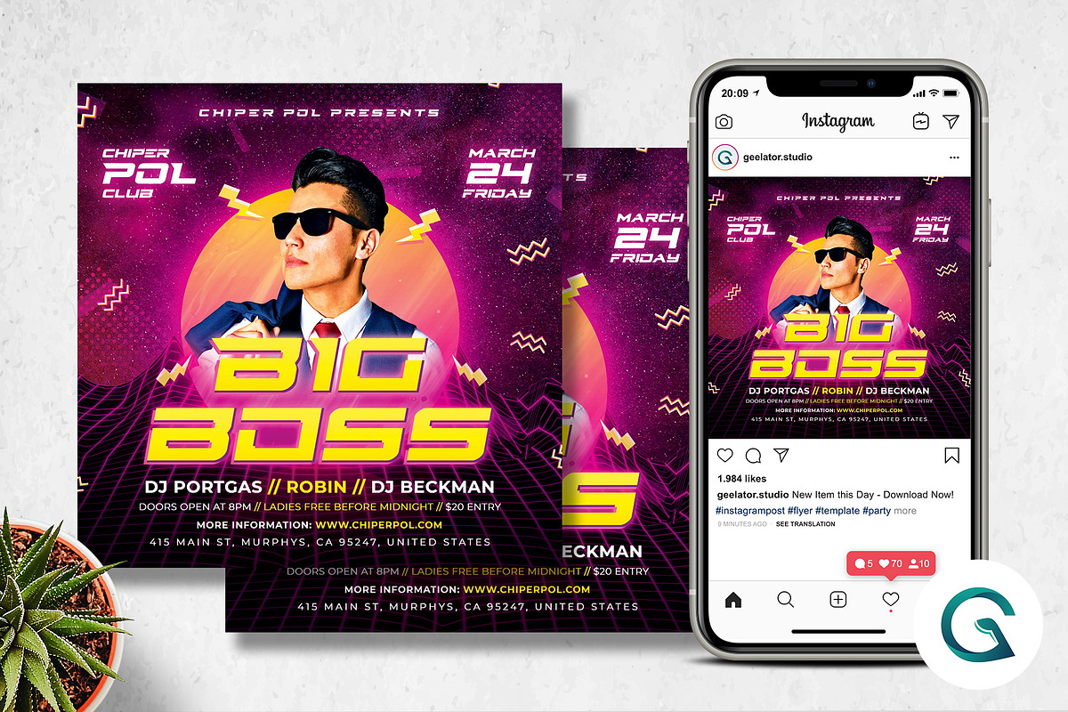 DJ Party Flyer Template, a Flyer Template by Geelator Studio