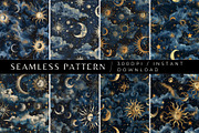 8 Golden Cosmos Seamless Patterns, a Pattern Graphic by Inknfolly (Thumbnail 1 of 5)