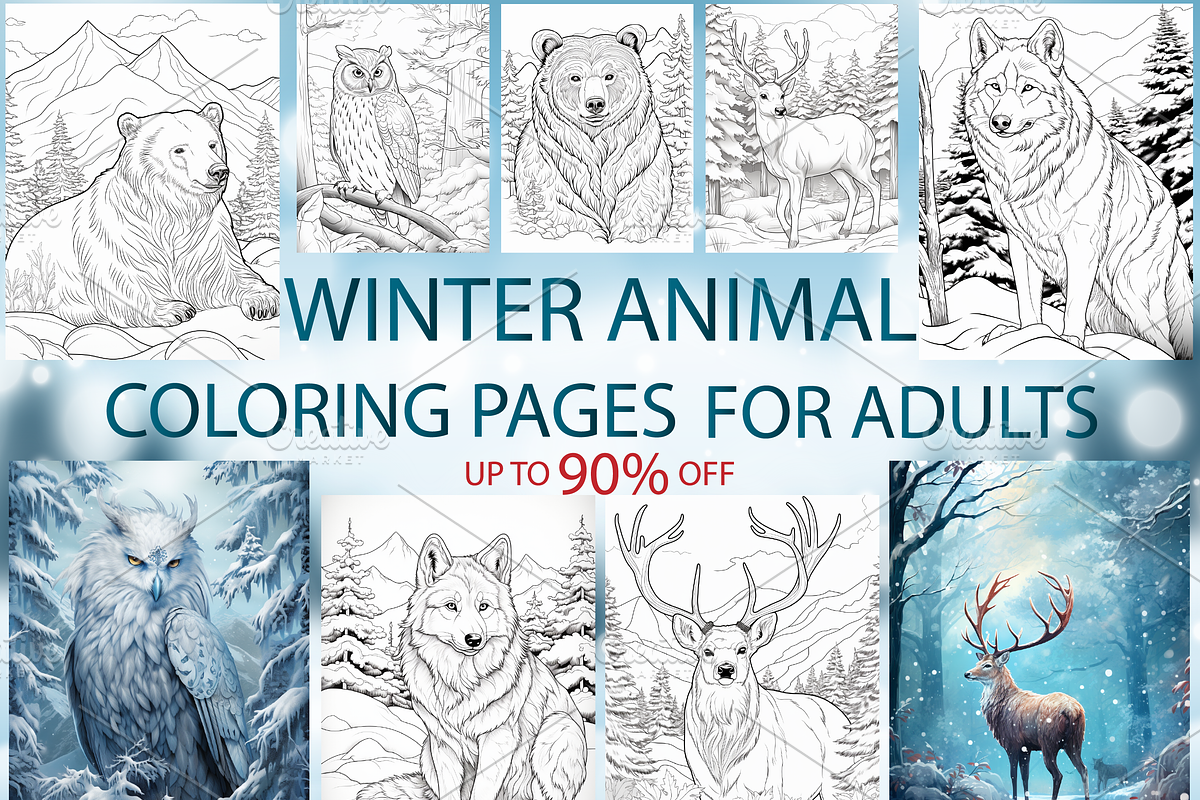 Winter Animal Coloring Pages, an Animal Illustration by Design Station (Photo 1 of 4)