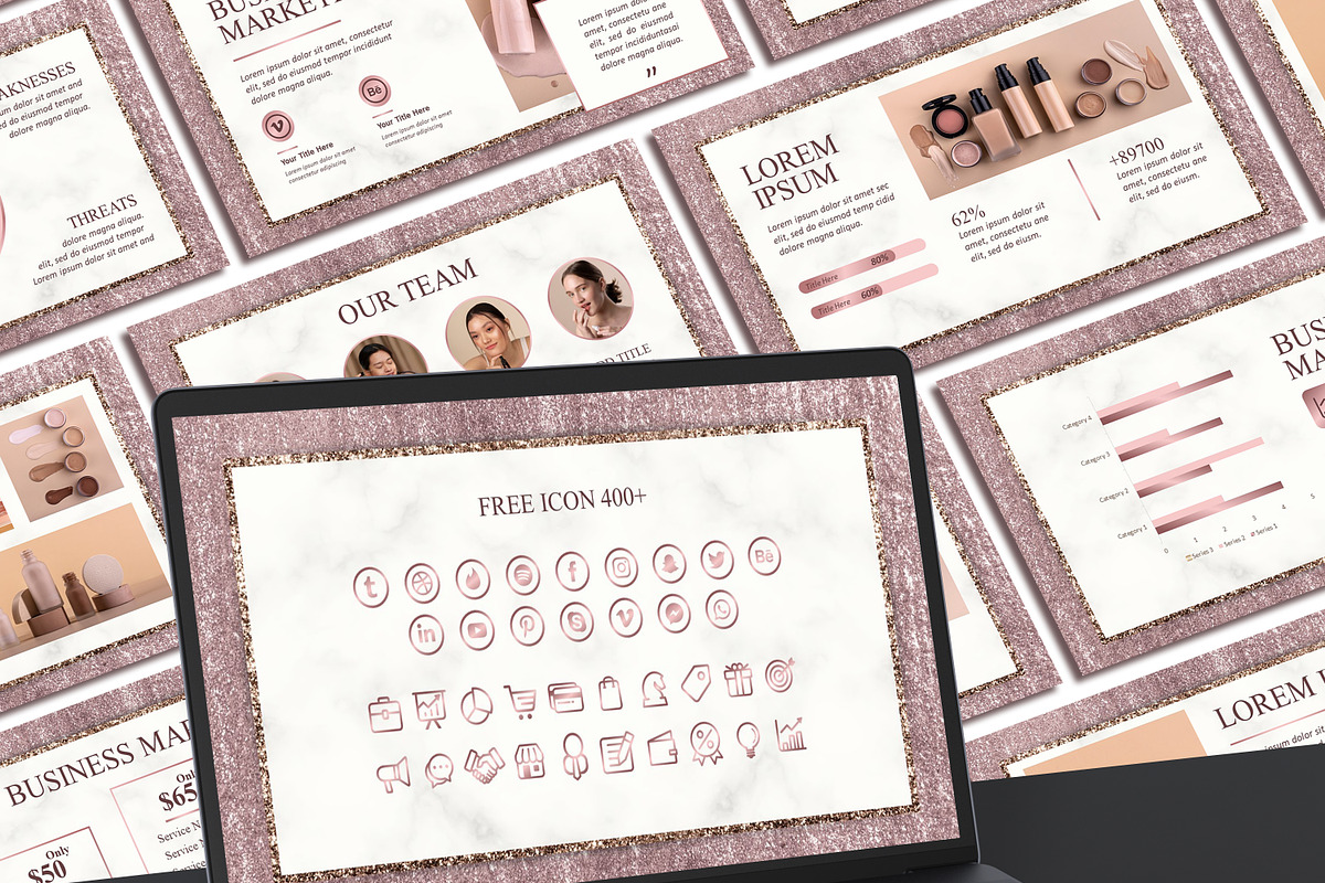 Beauty Rose Gold Powerpoint Template, a Presentation Template by SKY CREATION (Photo 6 of 6)