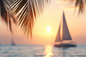 Tropical sunset over the ocean with, a Nature Photo by MistyDay