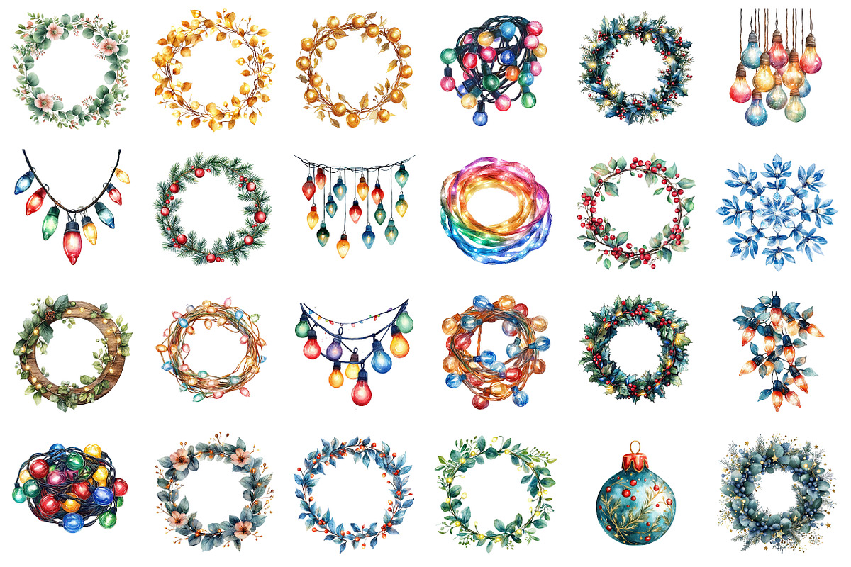Christmas lights clipart, an Illustration by SinaCreation (Photo 2 of 5)