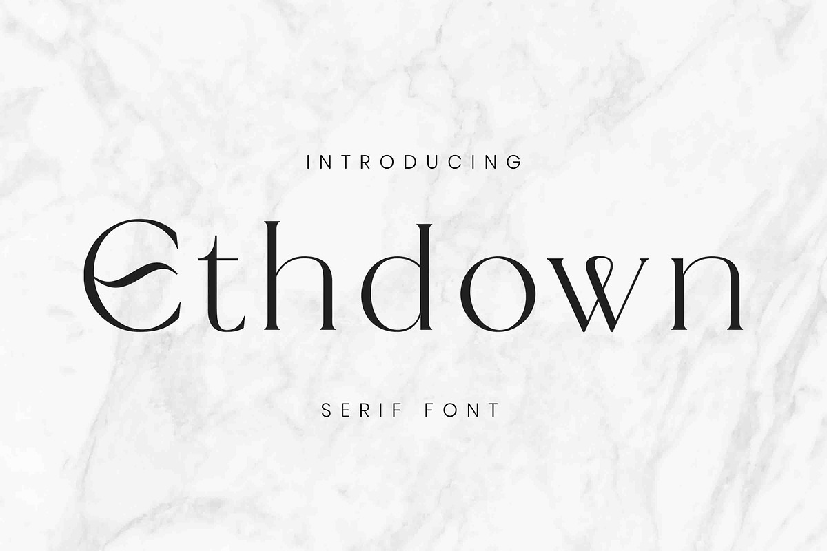 Ethdown - Display Serif Typeface, a Serif Font by Imoodev (Photo 1 of 5)