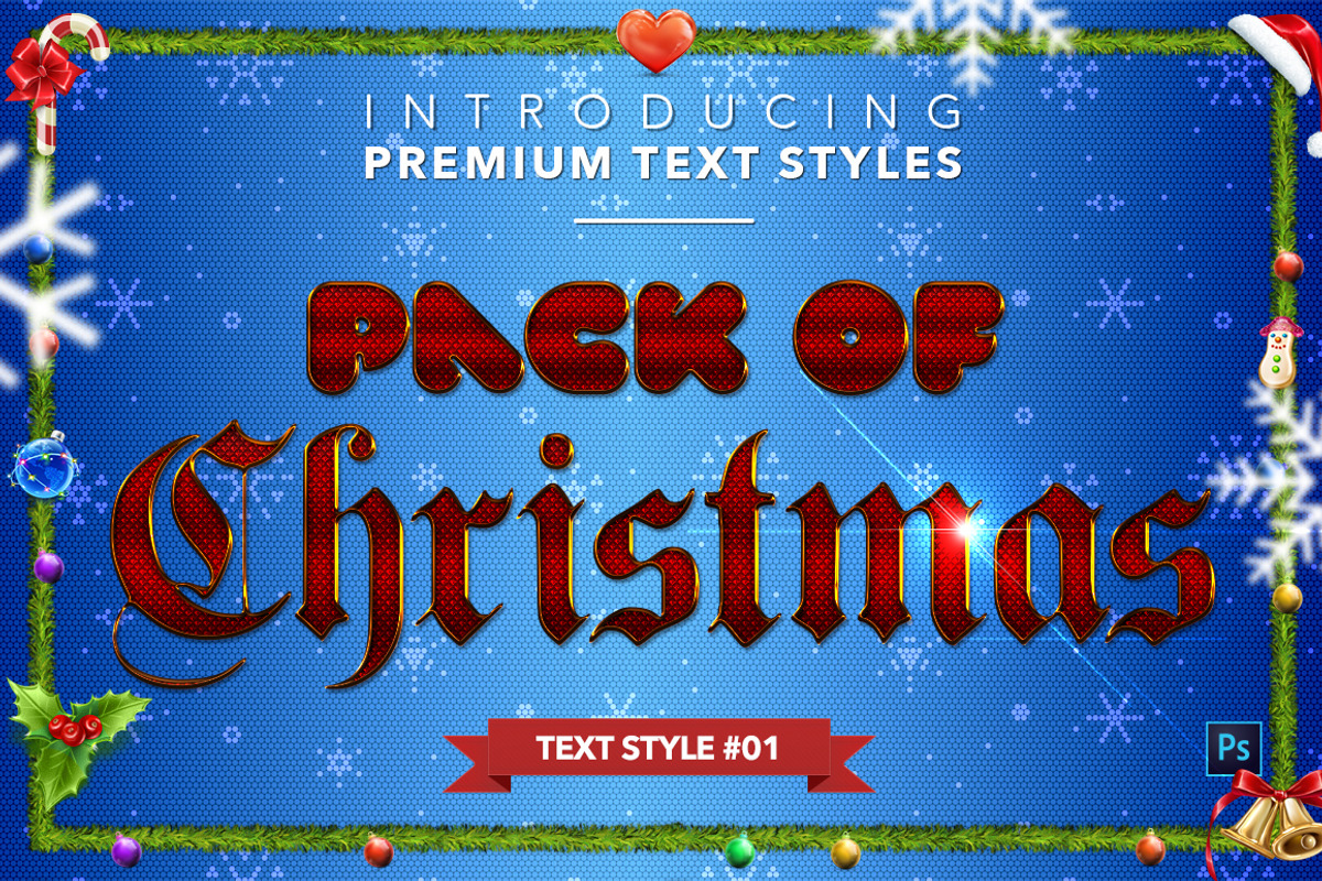 Christmas Pack #1 - Text Styles, a Layer Style Add-On by Jonas Stensgaard (Photo 2 of 23)