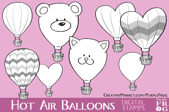Hot Air Balloons Digital Stamps