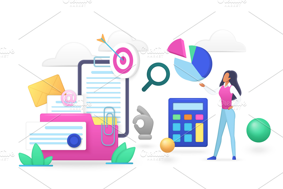 Audit business account process, a Finance Illustration by Lemberg Vector
