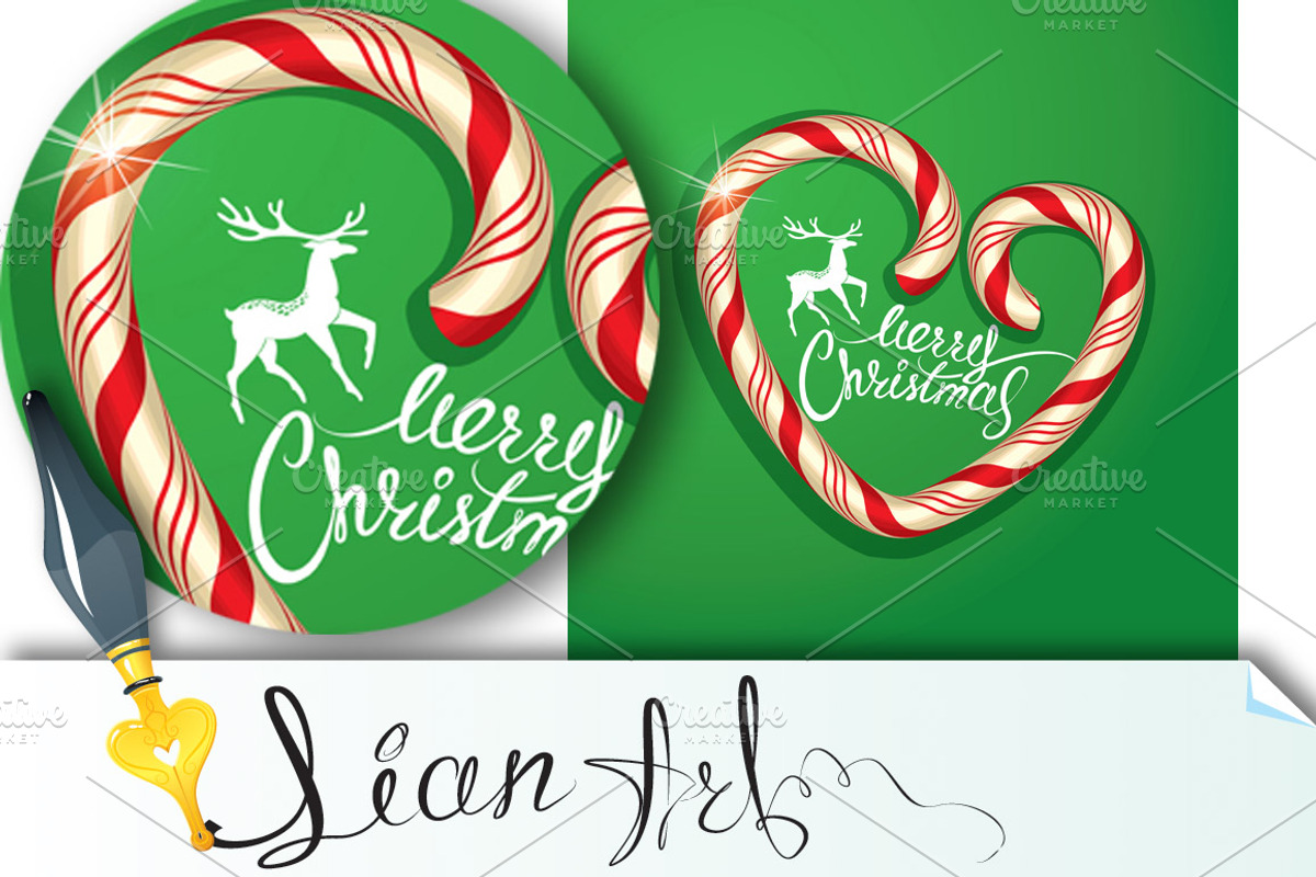 Christmas Frame in candy canes heart, a Card Template by Lian-art